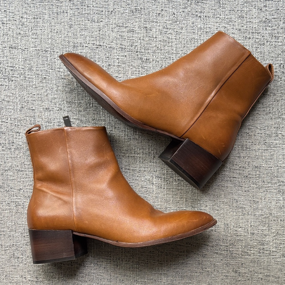 Thursday Womens Brown Leather Everyday Heeled Boots